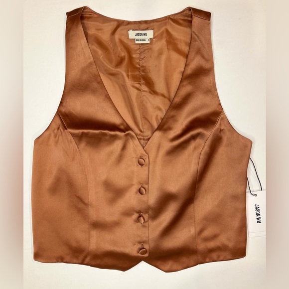 NWT JASON WU V Neck Button Front Lightweight Satin Suit Vest WL765-201-6PA SMALL - Picture 7 of 8